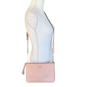 Kate Spade New York Pink Pebbled Leather Crossbody Bag Tassel Detail RN0102760